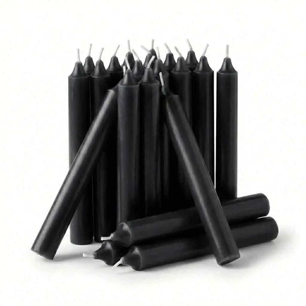 Black Chime Candles 20 Pack — 1/2 Inch Spell Candles for Protection and Banishing