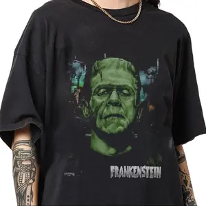 Retro Monster Inspired Graphic T-Shirt, Unisex Vintage Bootleg Style Tee, Gift for Horror Fans, Cotton Fabric Print Top