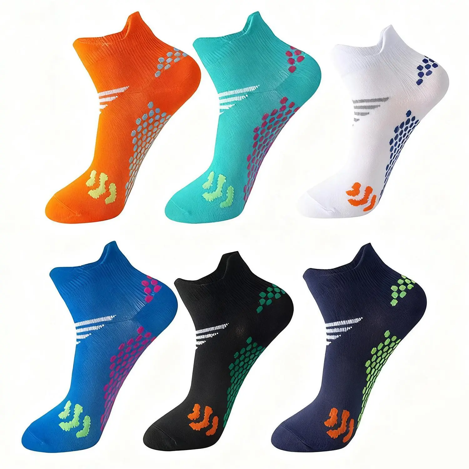 6-Pack Compression Socks for Men & Women - Cushioned Athletic Ankle Socks, Breathable & Anti-Slip Design, Perfect for Running & Gym Workouts