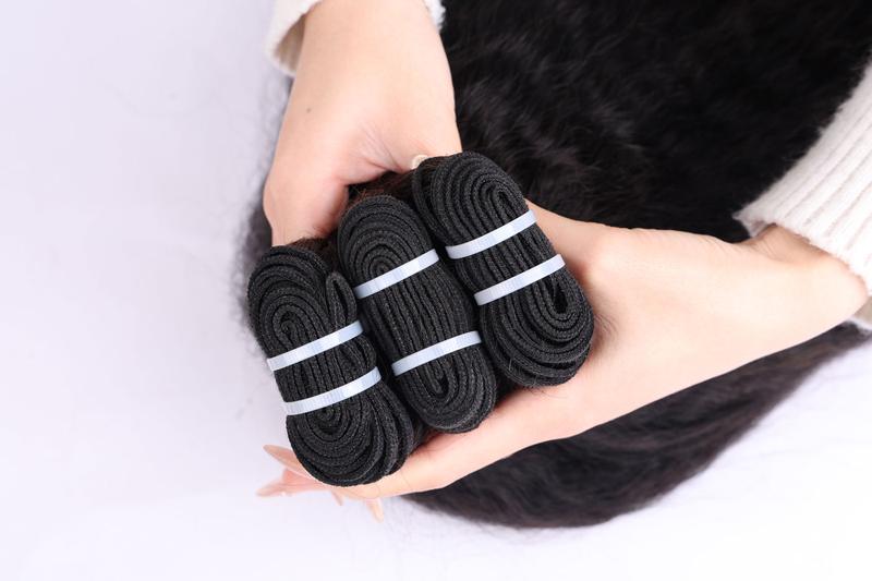 15A PerisModa Kinky Straight Bundles Human Hair Weave Yaki Straight Bundles 12-32 Inches Remy Hair 4C Extensions Set 100% Unprocessed Brazilian Virgin Hair Natural Color For Black Women