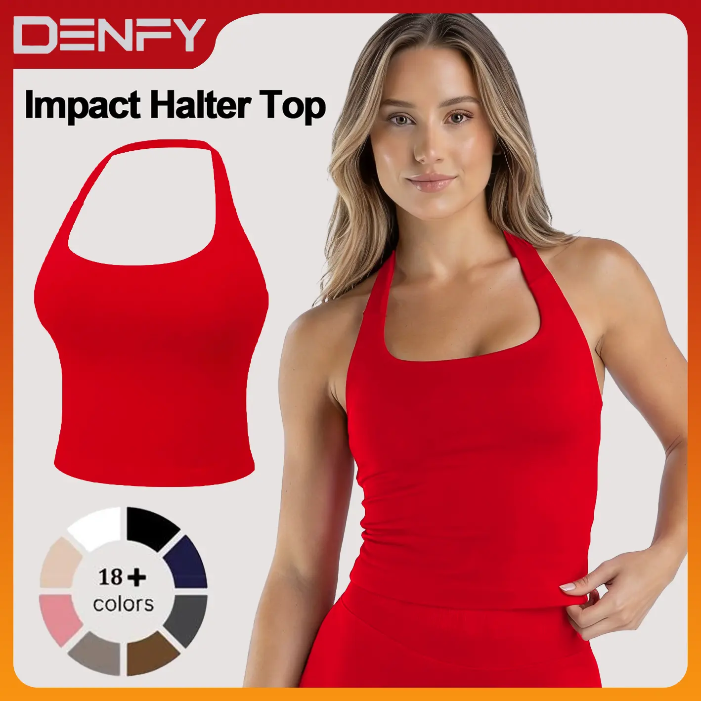 [SIZE UP 1-2] DENFY Impact Halter Top Fitness Gymwear Women's Tank Tops Workout Sports Vest Seamless Yoga Backless Tanks Gym Sportswear Activewear Athletic Athletic Training Apparel