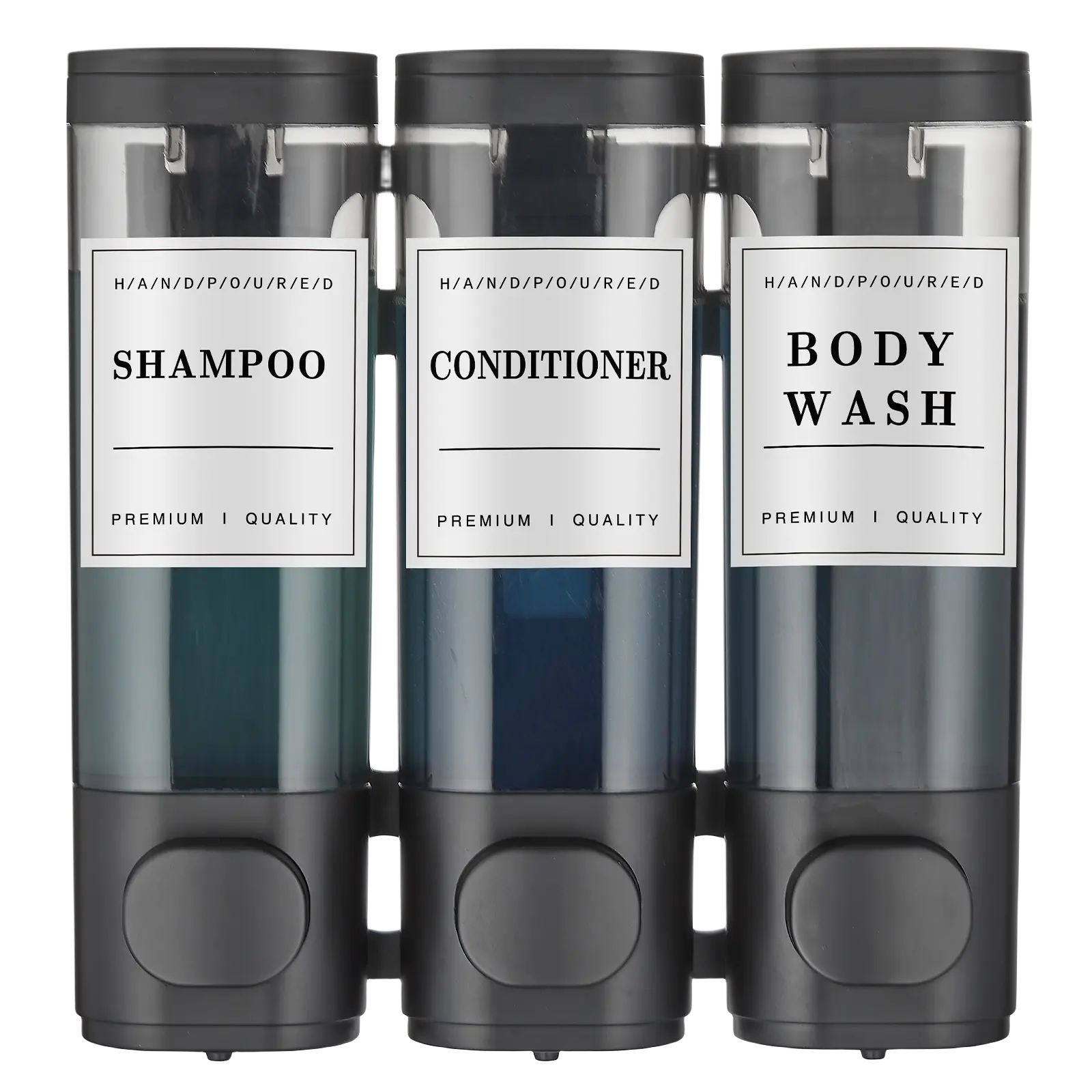 Shampoo and Conditioner Dispenser,Shower Soap Dispenser 3 Chamber No Drill Wall-Mounted Shampoo Dispenser for Shower Wall Mounted Shower Dispenser for Bathroom Hotel Large Capacity,Black