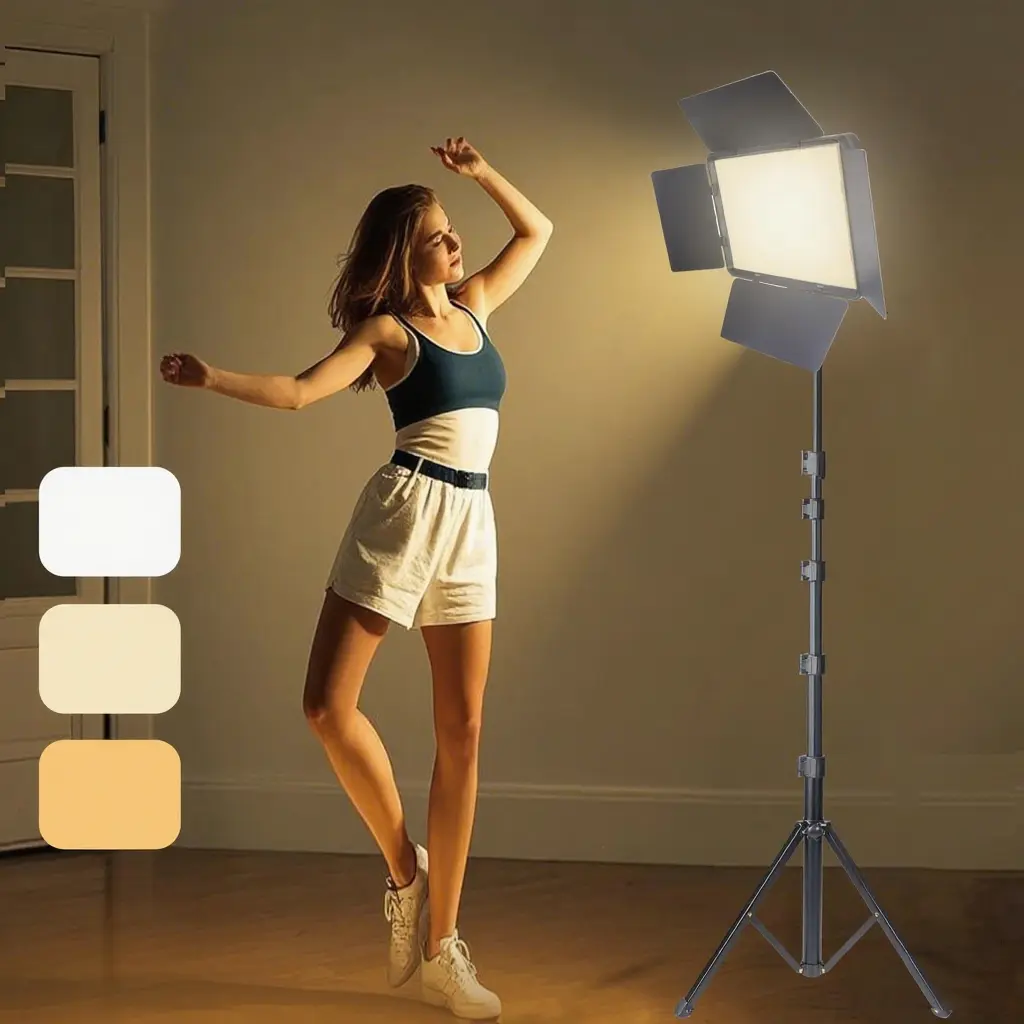 LED Photo and Video Light, Dimmable USB LED Continuous Light, 51" Photography Lighting Kit with Tripod Stand for Studios, YouTube and TikTok Video Recording, and Game Streaming Video Light Panel Cellphone Adjustable