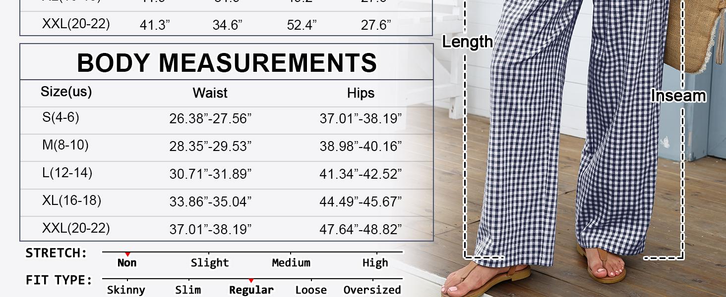 ANRABESS Womens Striped Gingham Palazzo Pants Lightweight Wide Leg High Waisted Lounge Pajama Pants Cute Casual Trousers with Pockets for Comfort SpringStatements