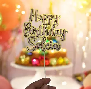 Personalized Happy Birthday Cake Topper | Custom Name Cardstock Cake Decor | Birthday Party Topper
