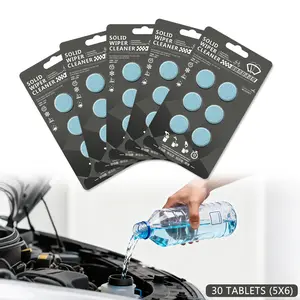 30PCS Car Windshield Washer Tablets, New Formula Windshield Wiper Fluid Solid Effervescent Tablet Glass Concentrated Cleaner Remove Glass Stains, Clear Vision