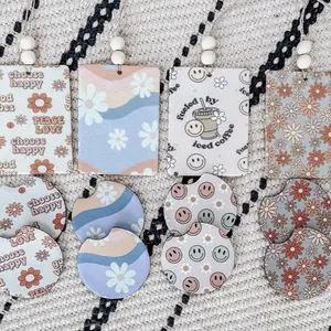 The Car Coaster & Freshie Set with 3ml Spray | Set of 2 Car Cup Holder Coasters + Matching Car Air Freshener | Cute Car Accessories Gift