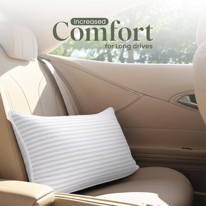 【New Year Deal】Utopia Bedding Premium Striped Bed Pillows for Back Stomach & Side Sleepers - Polycotton Soft Breathable Covers, No-Shift Construction, White, Pack of 2 - Polyester - Supportive Memory Foam