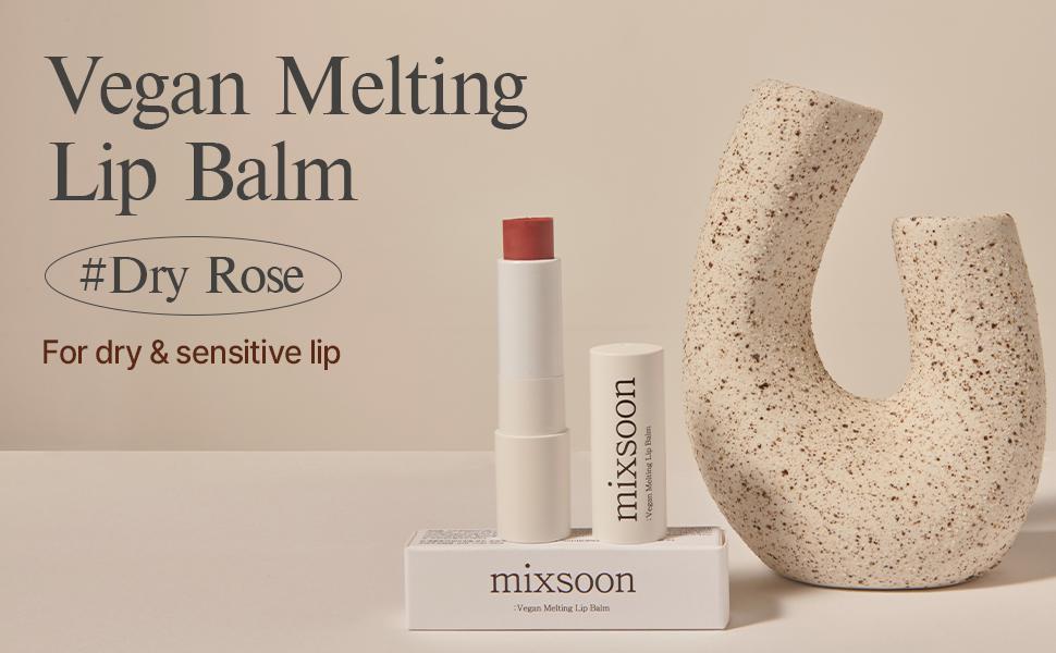 [mixsoon Official Shop] Vegan Melting Lip Balm (Dry Rose) 0.14 oz / 4.1g - Nourishing Lip Balm Stick for Dry Cracked Lips, Korean Skin Care