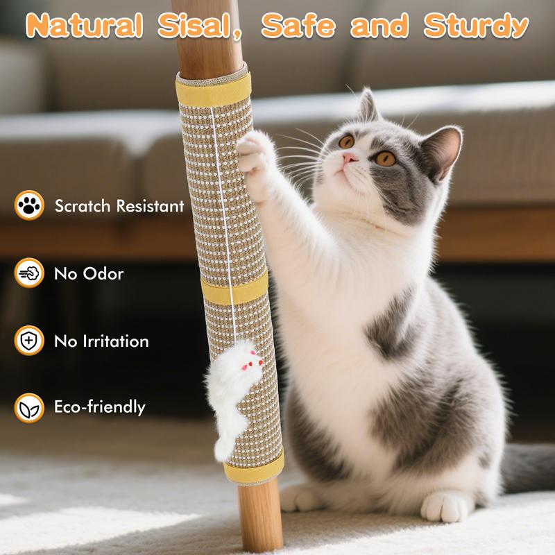 Pawaboo Cat Tree Saver Mat | Cat Scratcher Mat, Repair Worn Cat Trees with 100% Natural Sisal & Extra Hanging Toy - A Gift of Gratitude for Your Cat