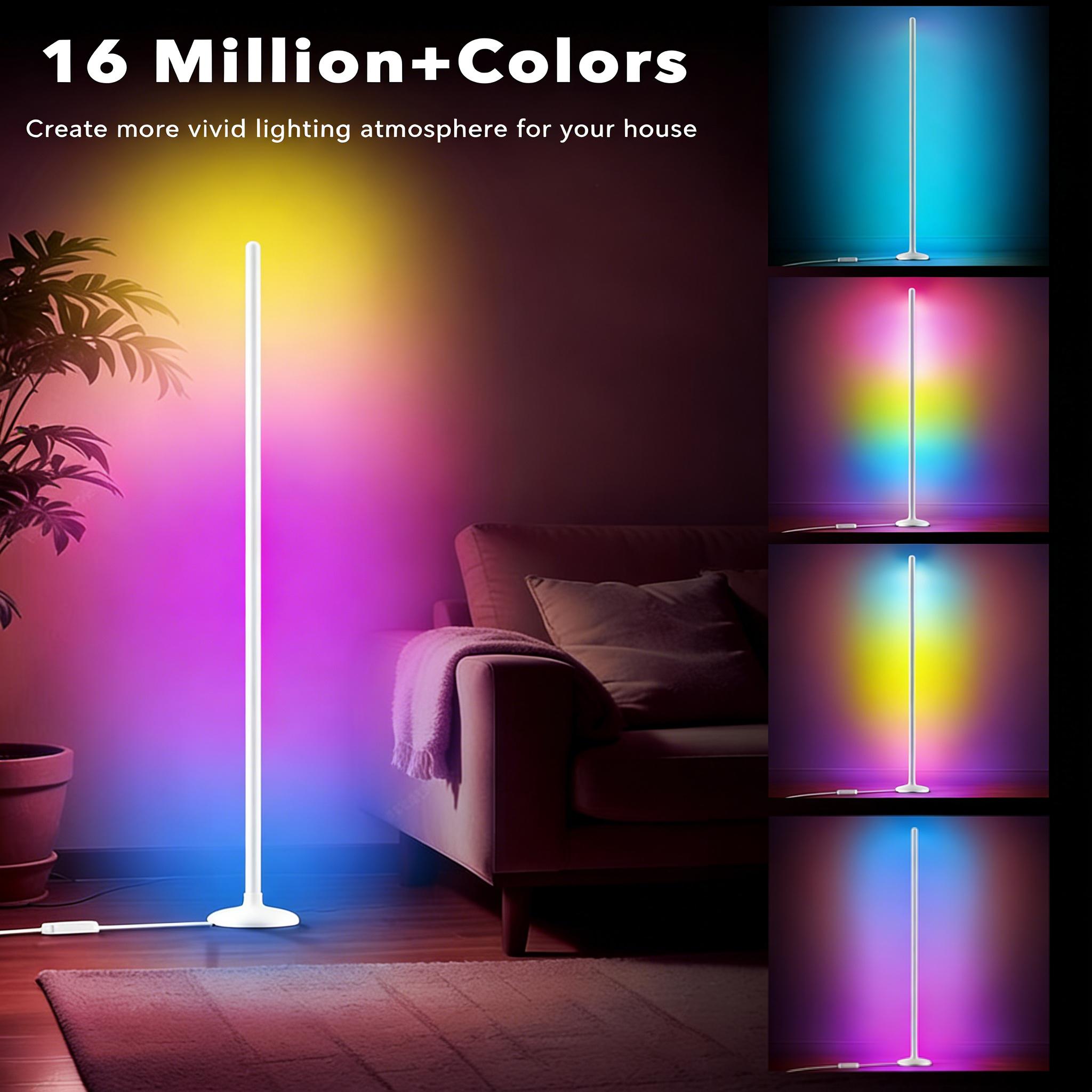 DAYBETTER New Corner Floor Lamp Model 1 Pack & 2 Packs Smart RGB LED with App Remote Control 16 Million Colors 68 Scene Music Sync Timer Setting Ideal for Living Rooms Bedrooms Gaming Rooms Colorful Lights