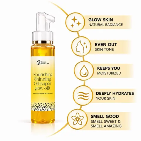 Nourishing Shining Oil - Organics Oil Blend with Jojoba, Carrot, Papaya, Sweet Almond, Rose Hip & Grape Seeds for Glowing Skin, Hydration & Even Skin Tone