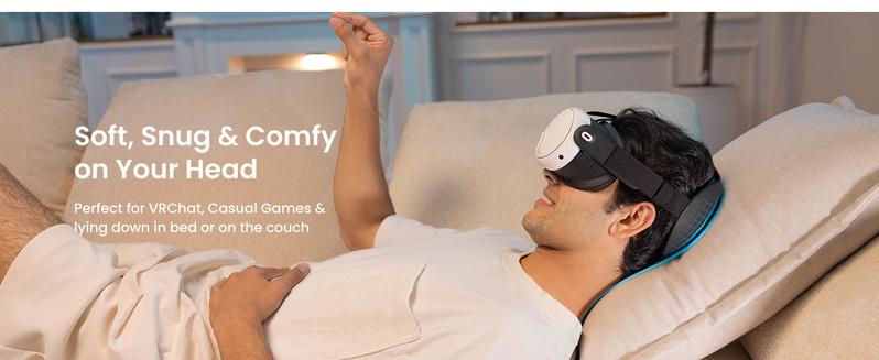 KIWI design K4 Flex Comfort Lite Head Strap for Quest 3/3S, Original Adjustable Replacement Strap with PU Foam Padding, Larger Headrest & Streamlined Design, Engineered for Lying-Down Use (No Battery) vr hardware accessories