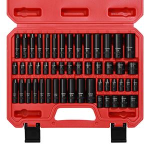 50PCS 1/4 Inch Drive Master Impact Socket Set,Metric/SAE,Deep/Shallow,6 Point,CR-V, 5/32 Inch - 9/16 Inch, 4mm - 15mm High Torque Tool Hex Wrenches#TikTokShopBlackFriday