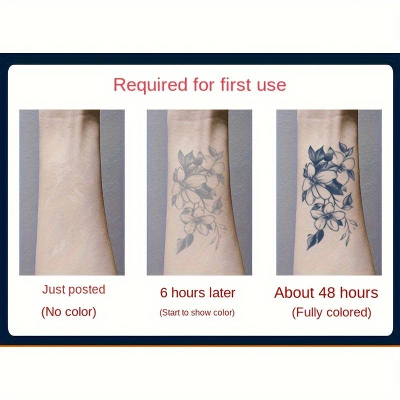 6 Large Herbal Tattoo Stickers, Lasting for 7-15 Days, Waterproof and Anti-Friction, Realistic Effect, Suitable for People Who Do Not Want Tattoo Pain, Including Compass, Wings, Anchor and Other Elements