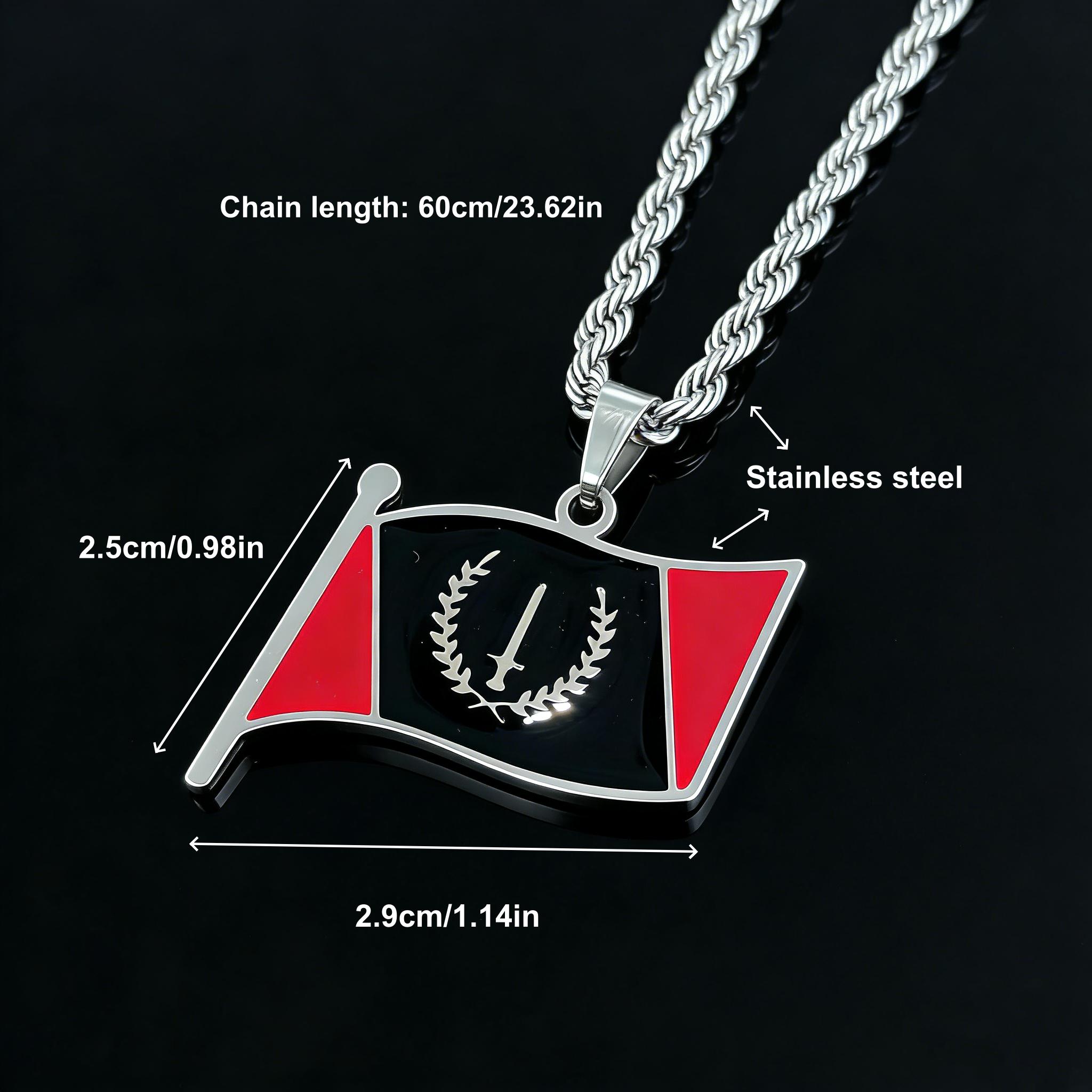 Stainless steel black flag geometric pendant necklace, unisex, versatile sweater chain accessory, holiday/anniversary gift.