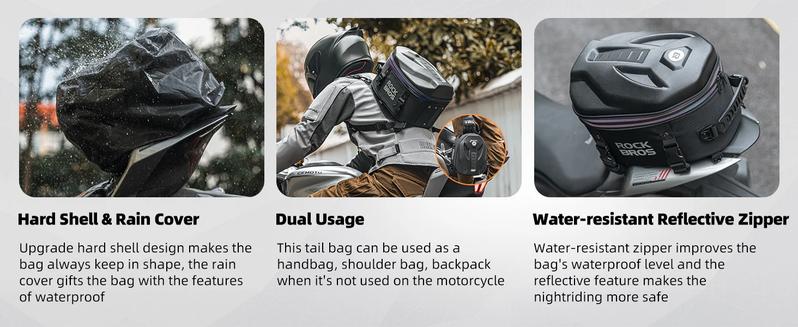 ROCKBROS Waterproof Tail Motorcycle Tail Rear Seat Bag 12.5L Storage Backpacks Hard Shell ROCKBROS Waterproof Tail Motorcycle Tail Rear Seat Bag 12.5L Storage Backpacks Hard Shell
