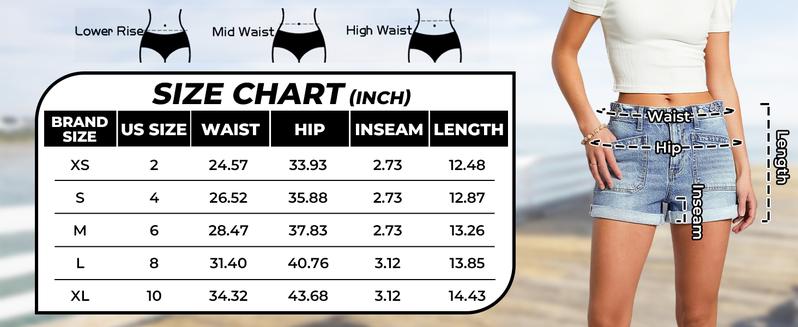 EMMIOL Women Jeans Shorts Summer Mid Rise Sexy Stretchy Denim Hot Pants with Adjustable Waist Trendy