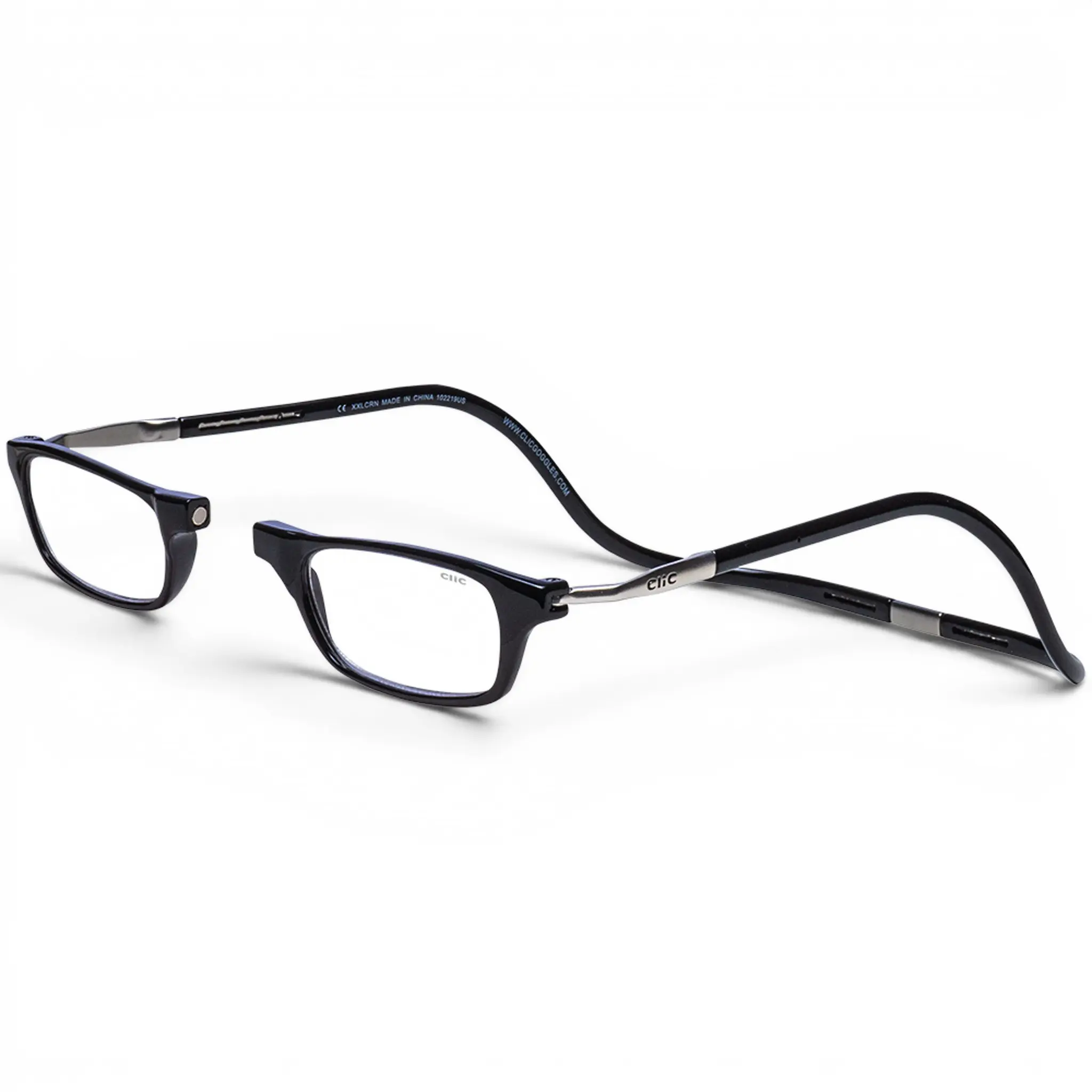 CliC Original Expandable Magnetic Reading Glasses - Adjustable Neck Hanging Readers - Secure Fit with Rigid Headband - (M-XL)
