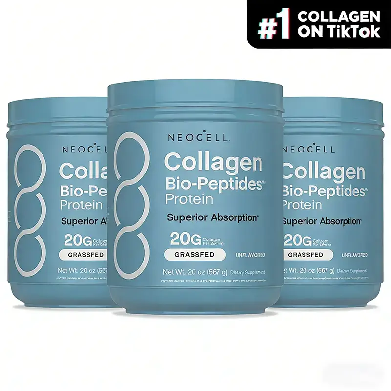 3 Bottles NeoCell Collagen Bio-Peptides Powder 20oz - Grassfed Protein Supplement - Advanced with 18 Essential Amino Acids