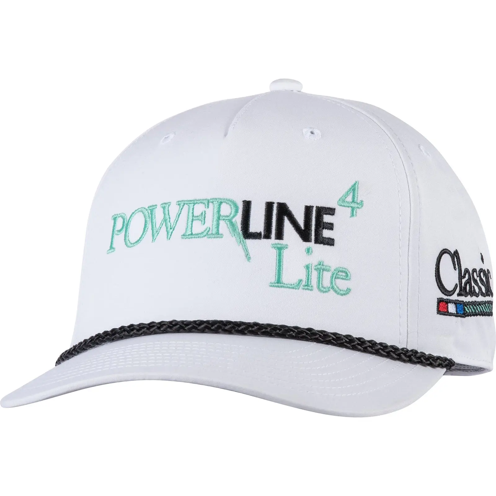 Classic Ropes White Performance Snapback Cap with Powerline Lite Embroidered Logo