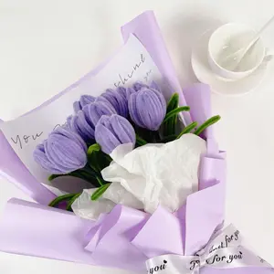 Beautiful purple Handcrafted Lily & Tulip Pipe Cleaner Craft Set for DIY Flowers Wedding Bouquets Birthday Decorations Premium Chenille Stems