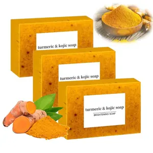 Turmeric Soap,Deep cleansingSoap,Moisturizing Soap For Face &Body,Lemon Turmeric KojicAcid Soap，Body wash & Soap For Women& Men