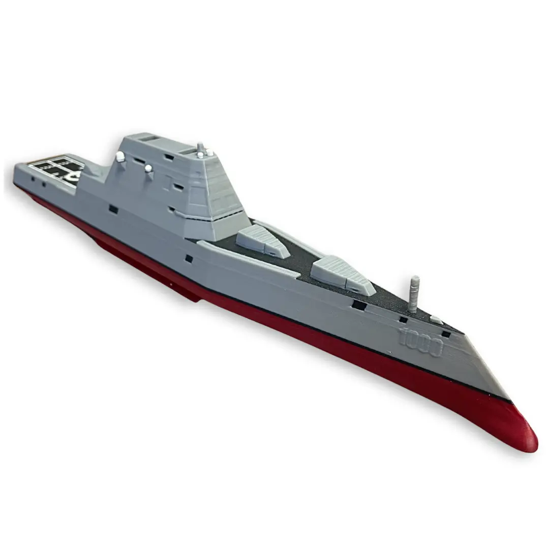 Zumwalt-Class Stealth Guided Missile Destroyer Model Futuristic Naval Architecture Replica 12-Inch Display Scale High-Detail Precision Military Collector Series