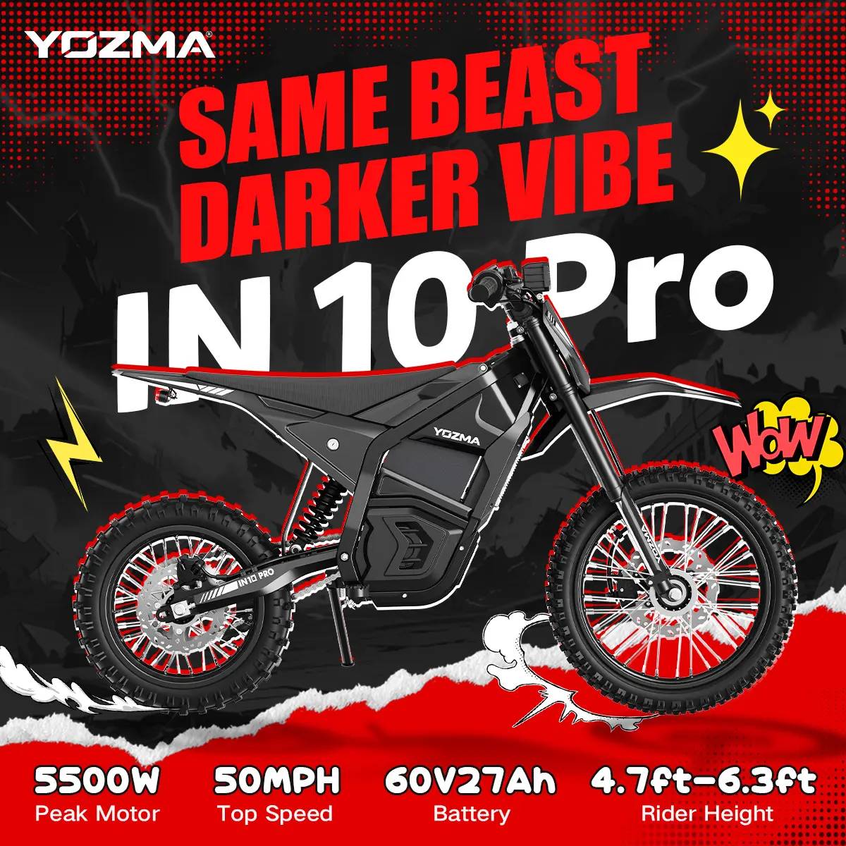 Off-road Only Yozma IN 10 Pro 50Mph 60Miles 5500W Power 60V Birthday Gift For Teens & Adults e bike High-Performance Electric Bike