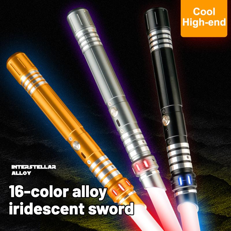 Interstellar Alloy Lightsaber 2-in-1 Connectable Double-Bladed with 16 RGB Colors Gravity Sensing Sound Effects Premium Metal Handle Rechargeable Dueling Toy Sword