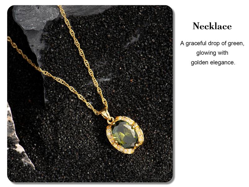 Holylegend Olive Green Zirconia Marlu Jewelry , 18K Gold Plated Necklace , Sterling Silver Chain Jewelry Gifts ，Necklaces for Women-Official Elegant Premium