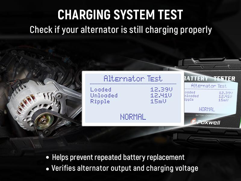 FOXWELL BC521 4-in-1 Car Battery Charger, 5A 12V Charging System Tester and Maintainer, 5A Smart Trickle Charger and Starter, Smart Eight-Stage Charging, Pulse Repair, LCD Display, Suitable for Unattended Operation in Cars/RVs/Motorhomes.