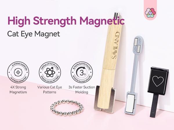SAVILAND Cat Eye Nail Magnet Set: 4PCS Strong Nail Magnets for Cat Eye Gel Polish, Multi-Functional Magnet Sticks, Essential Nail Art Tools for Stunning Cat Eye Effects