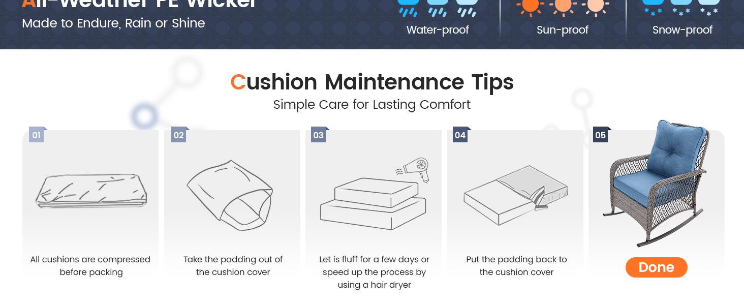 Spring Greenish UDPATIO Outdoor 3 Piece Patio Furniture Set Wicker Rocking Chair Set with 2 Rockers, 1 Side Table and 4‘’ Thick Cushions Chair Lounge for Backyard, Porch, Balcony SpringGardening Spring Greenish UDPATIO Outdoor 3 Piece Patio Furniture Set Wicker Rocking Chair Set with 2 Rockers, 1 Side Table and 4‘’ Thick Cushions Chair Lounge for Backyard, Porch, Balcony SpringGardening