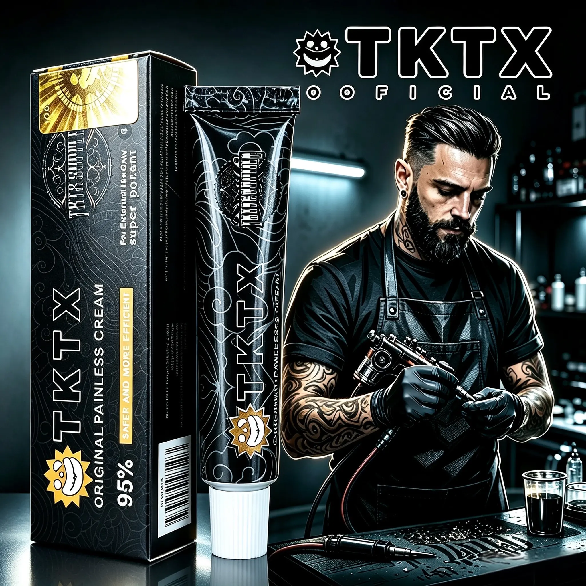 TKTX 95% Maximum Strength Tattoo Numbing Cream, 10g Single-Use Portable Travel Tube, Non-Greasy Fast Absorbing Topical Anesthetic Cream, Long Lasting Pain Relief for Tattooing, Microblading, Permanent Makeup, Piercing, Suitable for All Skin Types