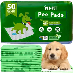 Pet N Pet 50 Count Puppy Training Pads – 48% USDA Certified Plant-Based Dog Pee Pads, Unscented, Super Absorbent & Leak-Proof