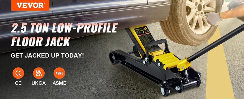 VEVOR Low Profile Floor Jack 2.5 Ton Heavy Steel Single Piston Hydraulic Pump