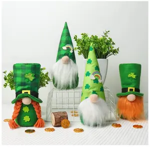 St Patricks Day Decorations, 4Pcs St Patricks Day Gnomes Plush, Handmade Tomte Classic Saint Patricks Day Decorations for Home Tbale Office St Patricks Home Table Decor