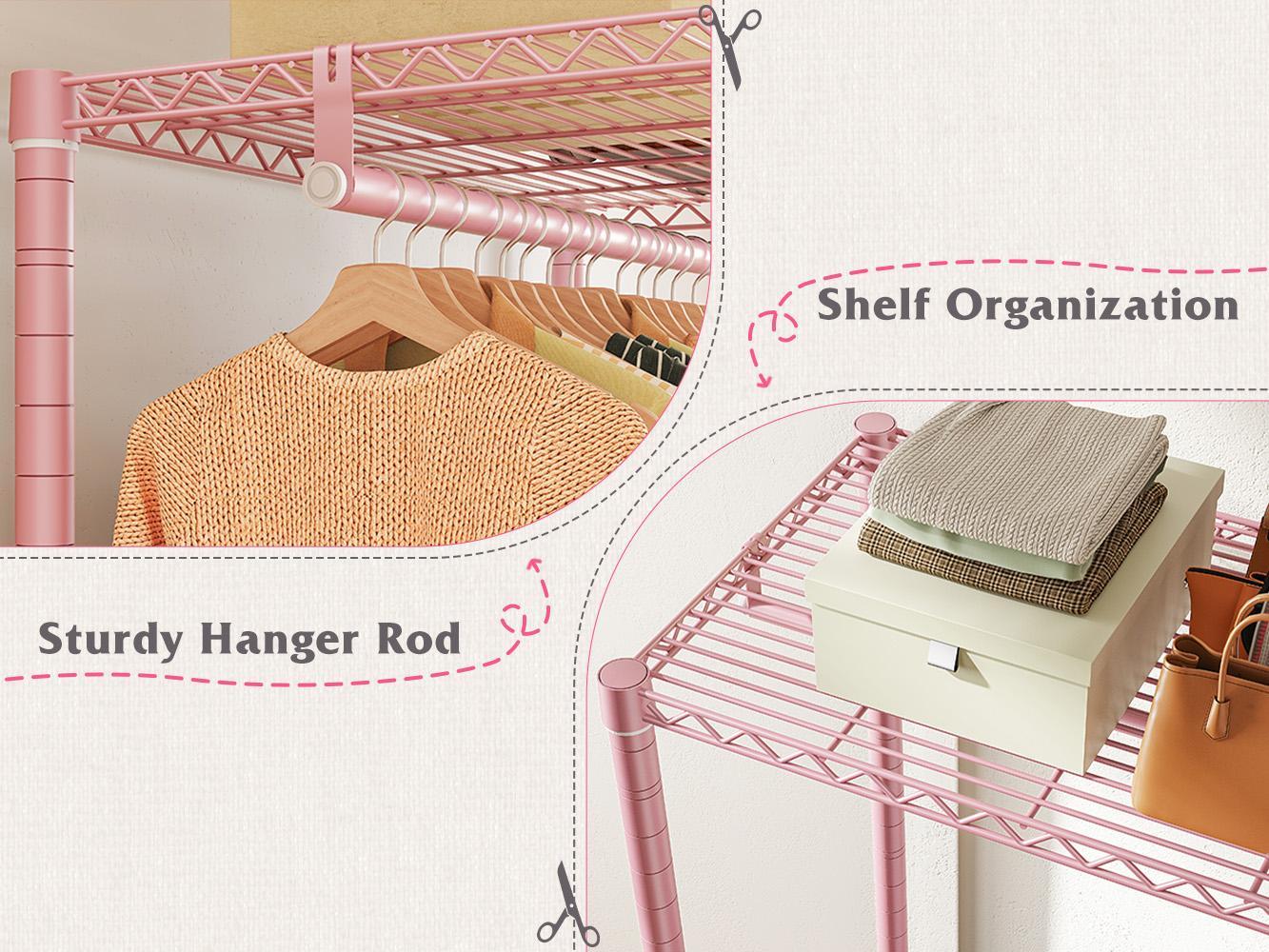 Raybee 3 in 1 Clothes Rack with 4 Drawers, 445LBS Heavy Duty Clothing Rack Closet Rack, Garment Racks for Hanging Clothes Heavy Duty Clothes Rack DIY Portable Adjustable Storage Rack for Apartment, Bedroom, Laundry Room