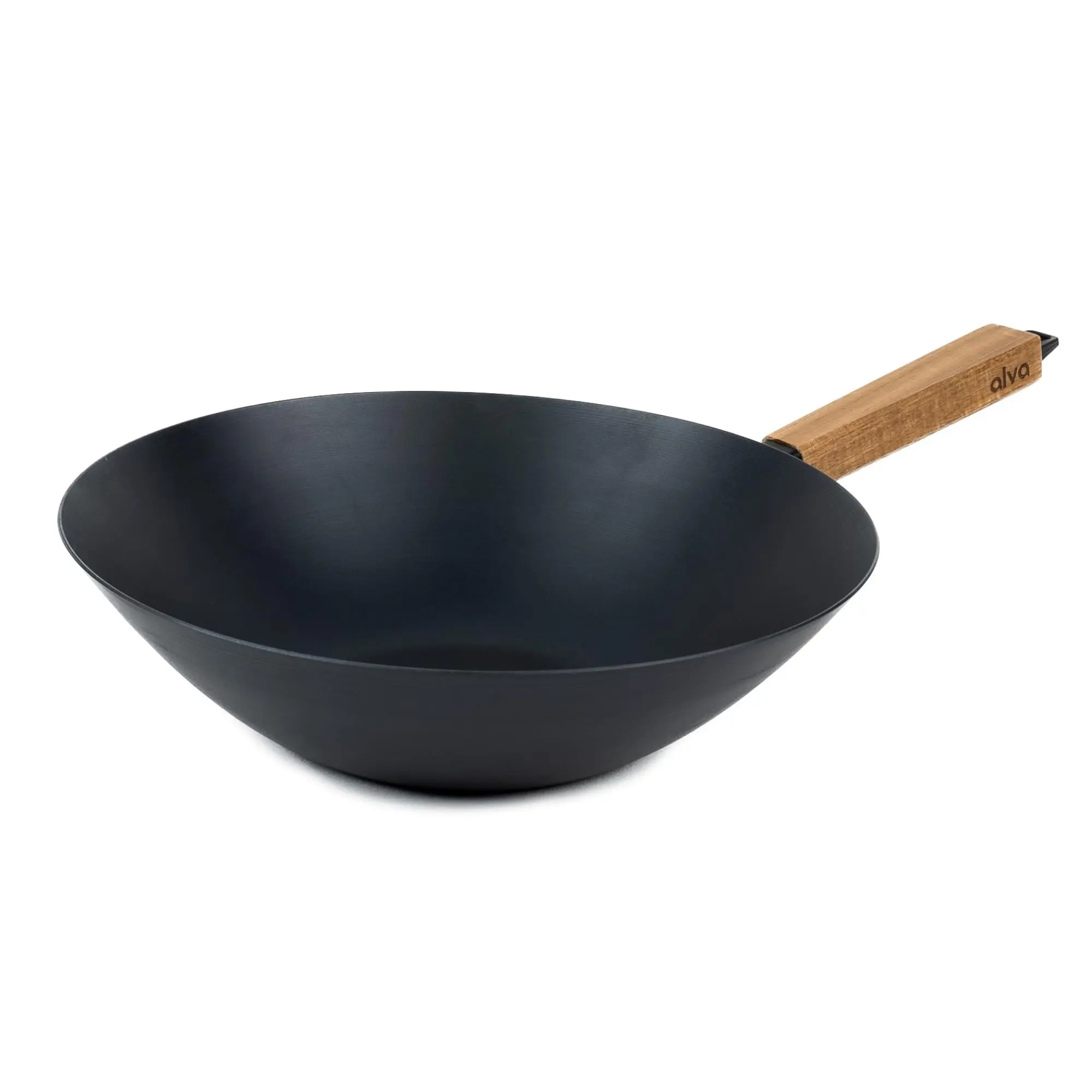 Alva Forest Blue Carbon Steel Wok - 12 in Non-Stick PFAS-Free Pan, Stove & Induction Compatible, Oil-Ready Kitchen Cookware, Use Mild Cleaners, Store in Dry Environment, No Lid