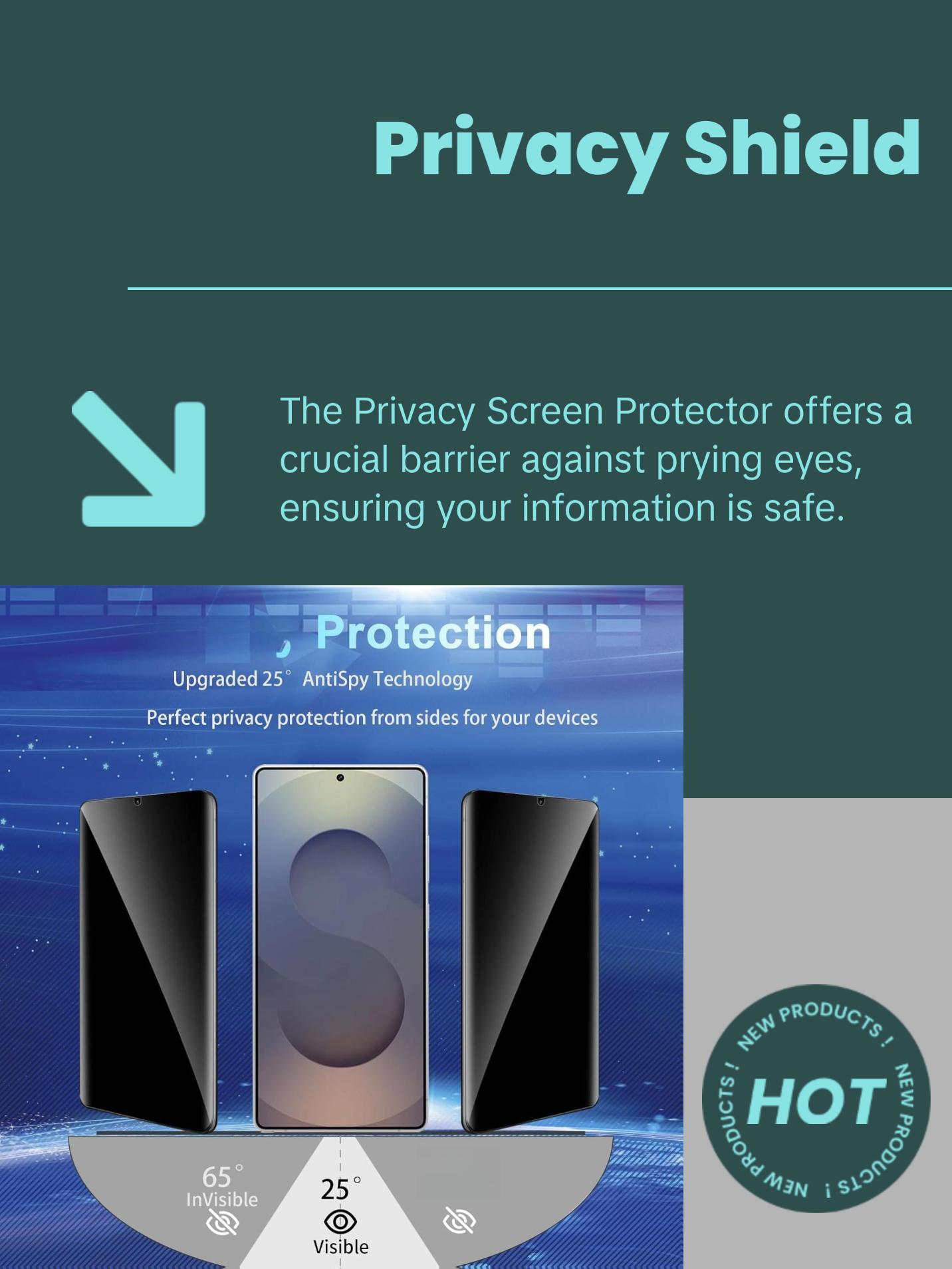 [2+2 Pack] Privacy Screen Protector Compatible with Galaxy S25 Ultra 5G - 2 Tempered Film + 2 Camera Lens Glass, High Clarity, Bubble Free, Anti-Spy Protection - Anti-Shatter Cases Protective