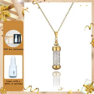 Artisan Clear Quartz Perfume Bottle Pendant | Boho Energy Crystal | Handmade Timeless Spiritual Daily Wear