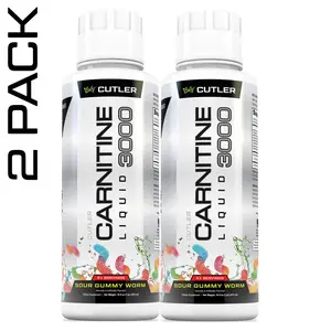 Cutler Nutrition 2 Pack Carnitine 3000 Liquid Supplement for Energy Sugar Support and Recovery Health and Fitness Sour Gummy Worm Flavor - Edible, Healthcare