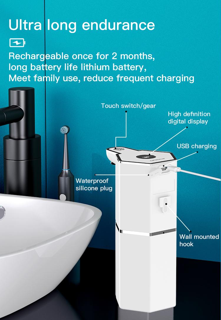 Automatic Soap Dispenser, 12oz Touchless Foaming Soap Dispenser, USB Rechargeable, 4 Adjustable Levels, Waterproof, Kitchen Gadgets, Home Essentials Hand Wall, Bathroom soap dispenser Restroom