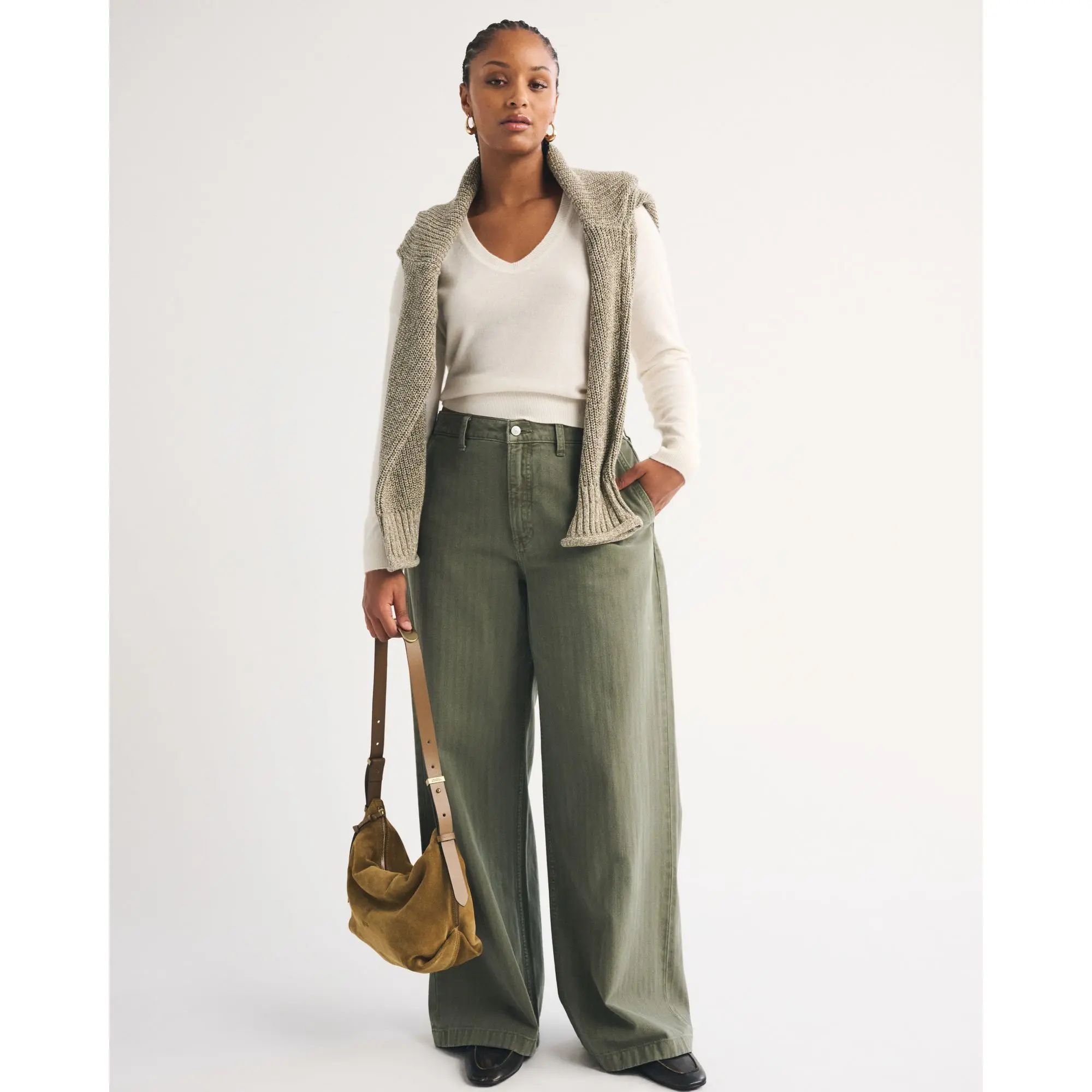 Abercrombie & Fitch Curve Love High Rise Wide Leg Trouser Jean