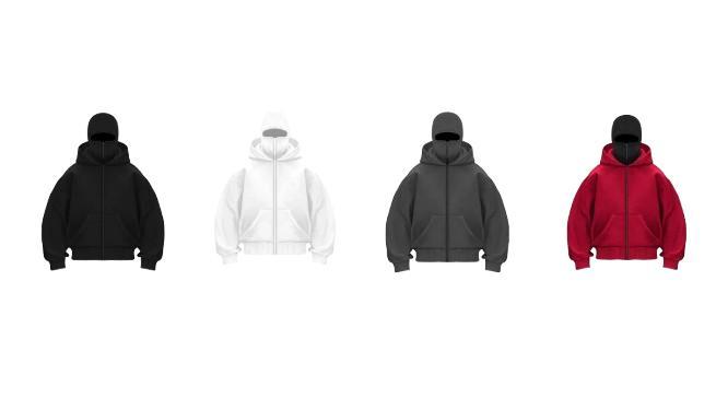 Balaclava Jacket Zip Up Fashion Double Layer Hoodie Hip Hop Outerwear Jacket Y2K Clothing for Men and Women