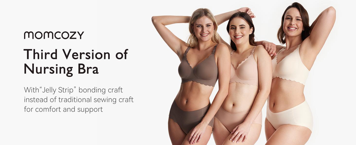 Momcozy Nursing Bras for Breastfeeding YN46 Jelly Strip Support Comfort Maternity Bra Seamless Soft Wirefree Postpartum Outfits,B
