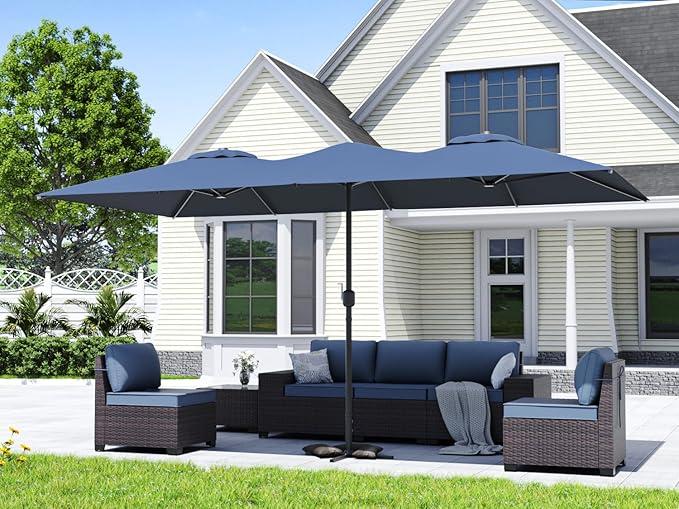 13.6FT Large Patio Umbrella,Outdoor Double-Sided Rectangle Umbrella with Crank,Patio Umbrella for Pool Lawn Garden Backyard