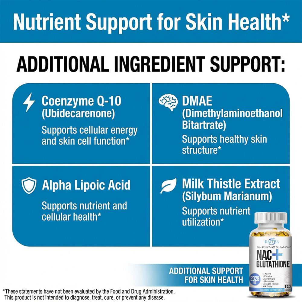 Daitea NAC+Glutathione Health Supplement,Supports Liver Health and Skin  Health,120 Capsules - TikTok Shop