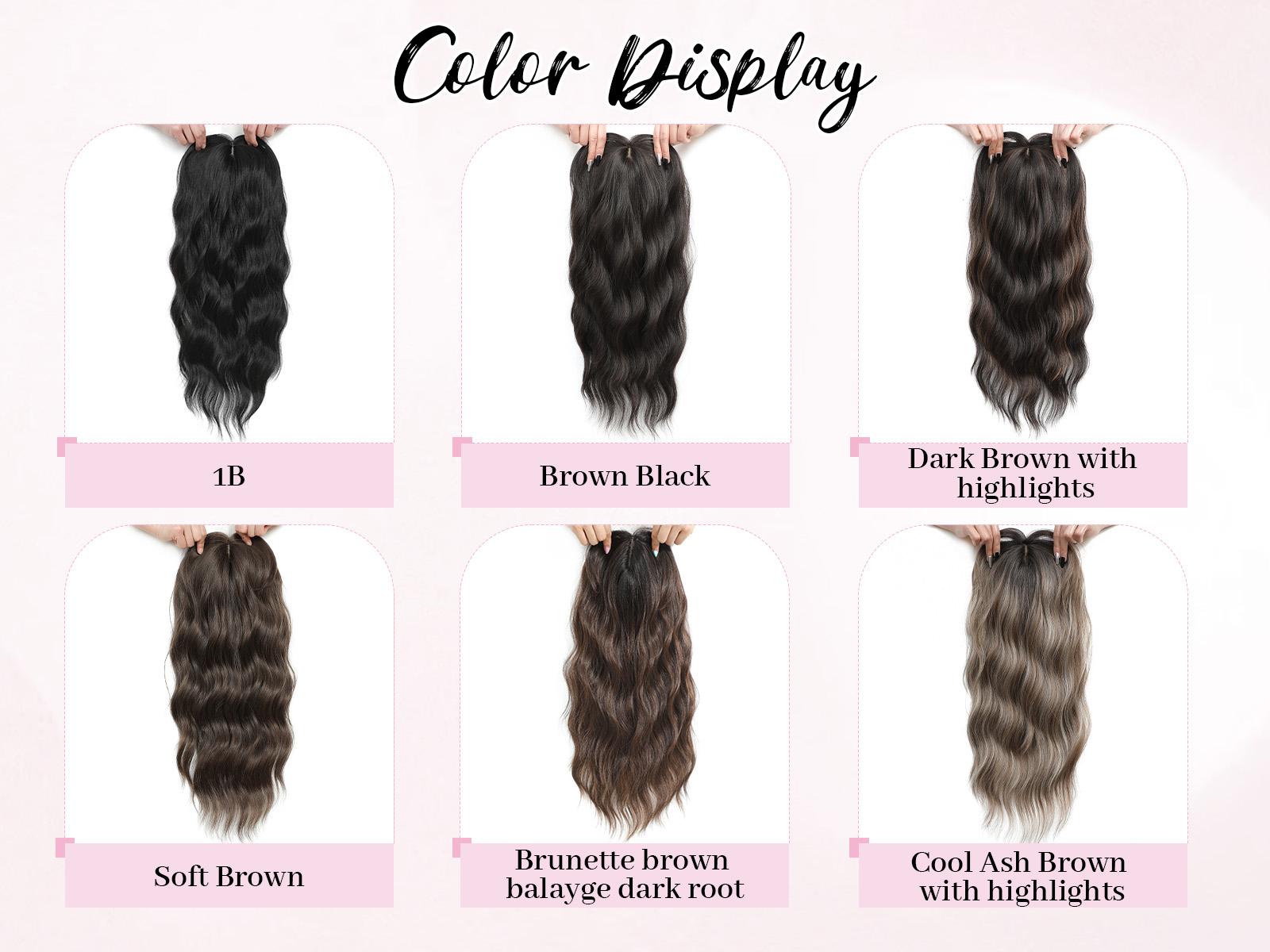 PANEWAY 100% Premium Kanekalon Hair Topper for Women - 20 Inch Wavy Clip-In Synthetic Hairpiece with Bangs for Thinning Hair, Natural Volume, Your Daily Confidence Boost